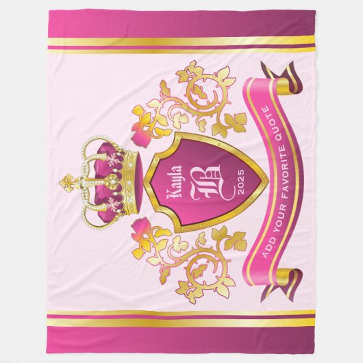 Machen Sie Ihre eigenen Wappen Gold-Kronenpasten r Fleecedecke (Vorderseite)