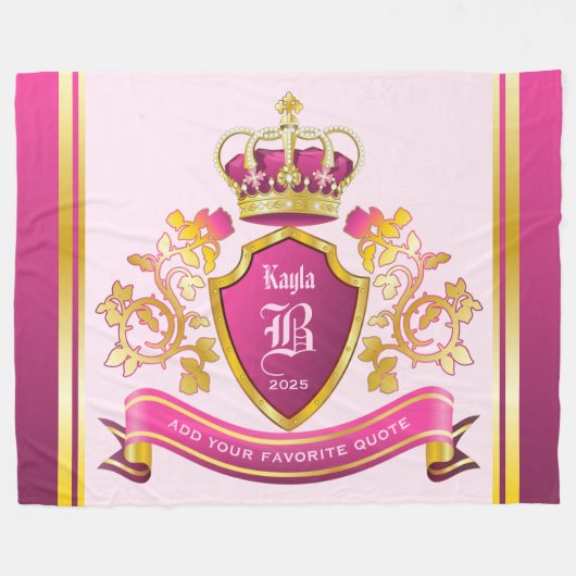 Machen Sie Ihre eigenen Wappen Gold-Kronenpasten r Fleecedecke (Vorderseite (Horizontal))