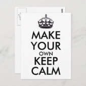 Machen Sie Ihren eigenen behalt ruhig - schwarz Postkarte (Vorne/Hinten)