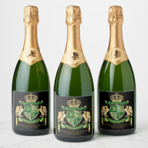 Machen Sie Ihren eigenen Coat des Arms Green Gold Schaumweinetikett
