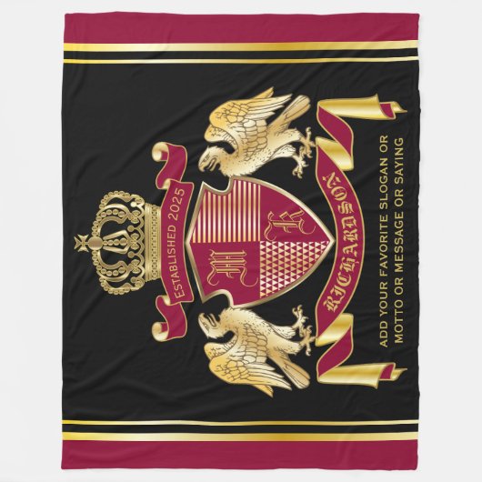 Machen Sie Ihren eigenen Coat des Arms Red Gold Ad Fleecedecke (Vorderseite)