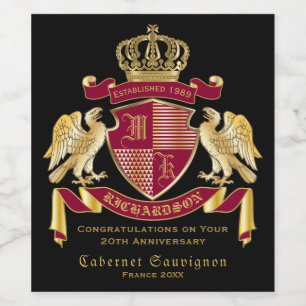 Machen Sie Ihren eigenen Coat des Arms Red Gold Ad Weinetikett