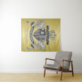 Machen Sie Ihren eigenen Coat Gold Gray Lion Emble Wandteppich (Beispiel (Horizontal))