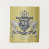 Machen Sie Ihren eigenen Coat Gold Gray Lion Emble Wandteppich (Vorderseite)