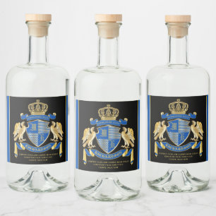 Machen Sie Ihren eigenen Coat von Arms Blue Gold A Alkoholflaschenetikett