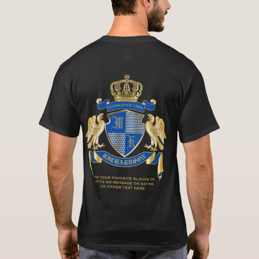 Machen Sie Ihren eigenen Coat von Arms Blue Gold A T-Shirt (Rückseite)
