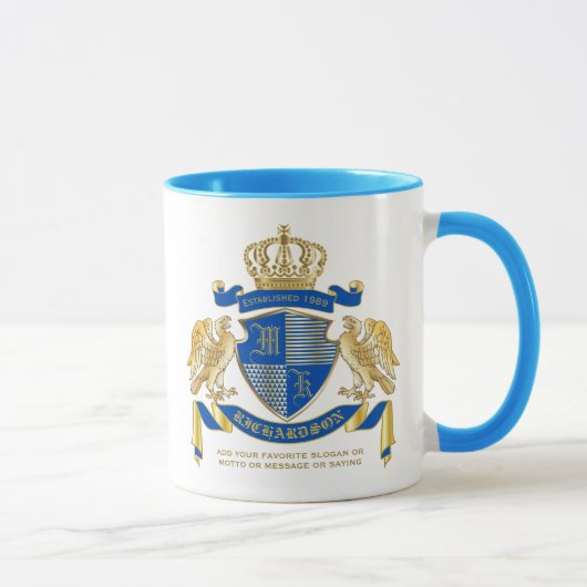 Machen Sie Ihren eigenen Coat von Arms Blue Gold A Tasse (Rechts)