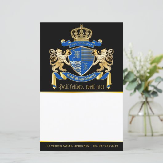 Machen Sie Ihren eigenen Coat von Arms Blue Gold L (Stehend Vorderseite)