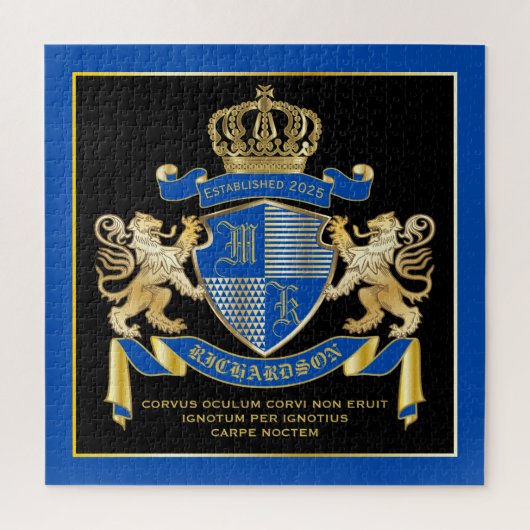Machen Sie Ihren eigenen Coat von Arms Blue Gold L Puzzle (Vertikal)