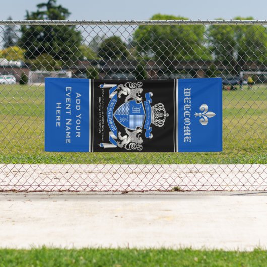 Machen Sie Ihren eigenen Coat von Arms Blue Silver Banner (Insitu)