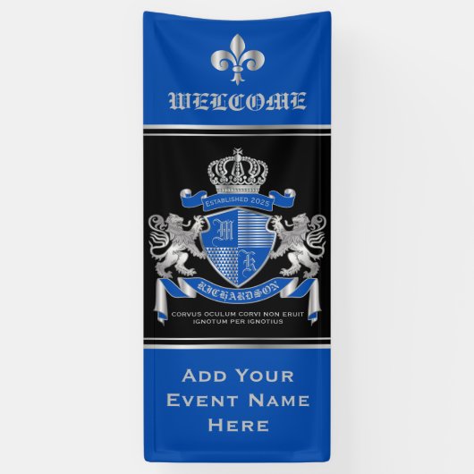 Machen Sie Ihren eigenen Coat von Arms Blue Silver Banner (Vertikal)