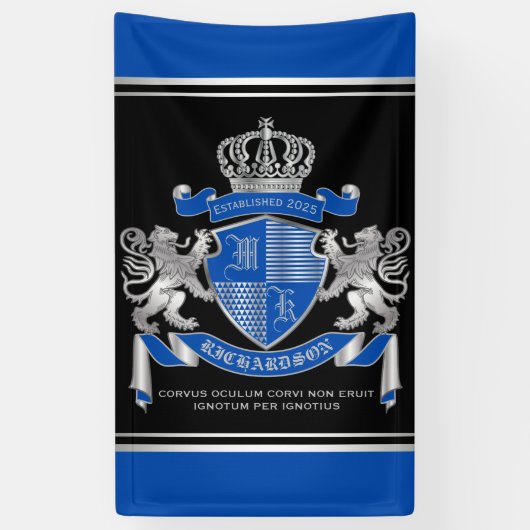 Machen Sie Ihren eigenen Coat von Arms Blue Silver Banner (Vertikal)