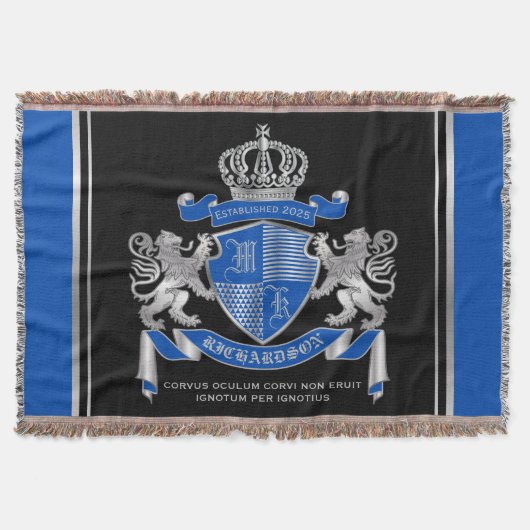 Machen Sie Ihren eigenen Coat von Arms Blue Silver Decke (Vorderseite)