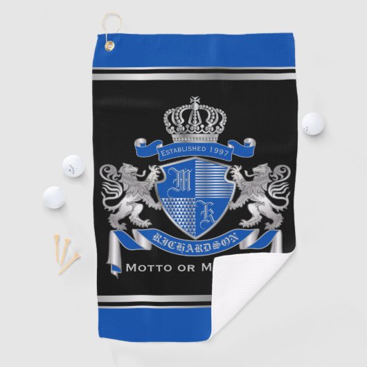 Machen Sie Ihren eigenen Coat von Arms Blue Silver Golfhandtuch (Insitu)
