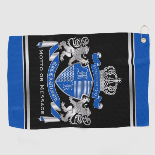 Machen Sie Ihren eigenen Coat von Arms Blue Silver Golfhandtuch (Horizontal)