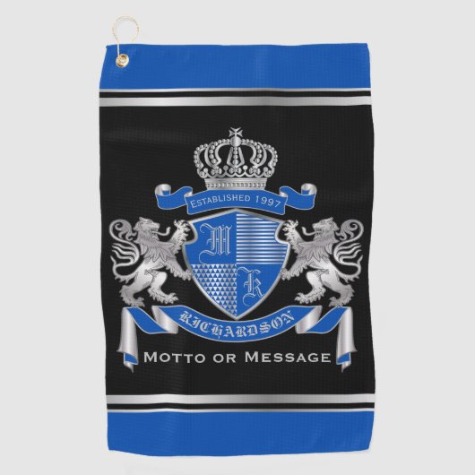 Machen Sie Ihren eigenen Coat von Arms Blue Silver Golfhandtuch (Vorderseite)