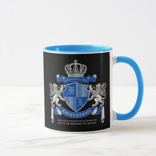 Machen Sie Ihren eigenen Coat von Arms Blue Silver Tasse (Rechts)