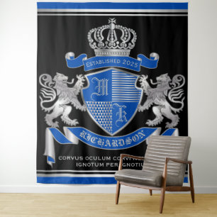 Machen Sie Ihren eigenen Coat von Arms Blue Silver Wandteppich