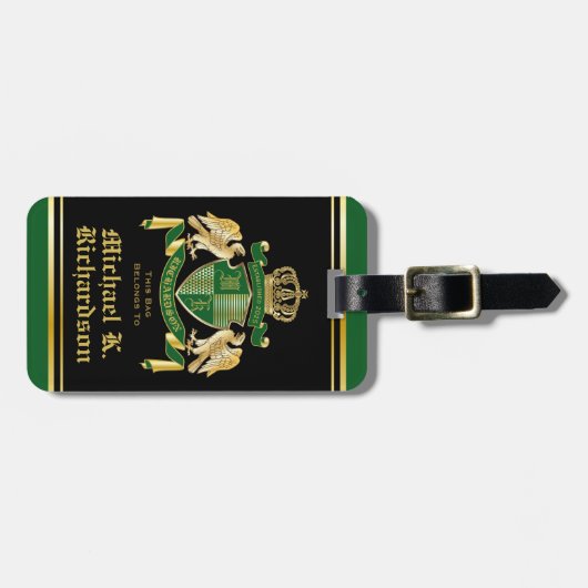 Machen Sie Ihren eigenen Coat von Arms Green Gold Gepäckanhänger (Vorderseite horizontal)