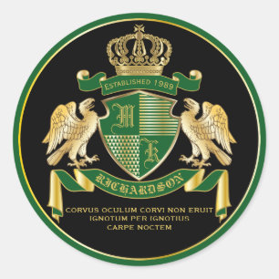 Machen Sie Ihren eigenen Coat von Arms Green Gold  Runder Aufkleber