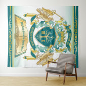 Machen Sie Ihren eigenen Emblem Baumbuch-Key Crown Wandteppich (Beispiel (Horizontal))