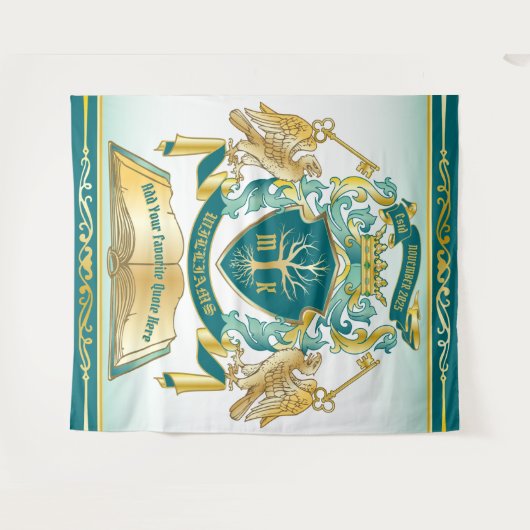 Machen Sie Ihren eigenen Emblem Baumbuch-Key Crown Wandteppich (Vorderseite (Horizontal))