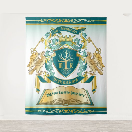 Machen Sie Ihren eigenen Emblem Baumbuch-Key Crown Wandteppich (Vorderseite)