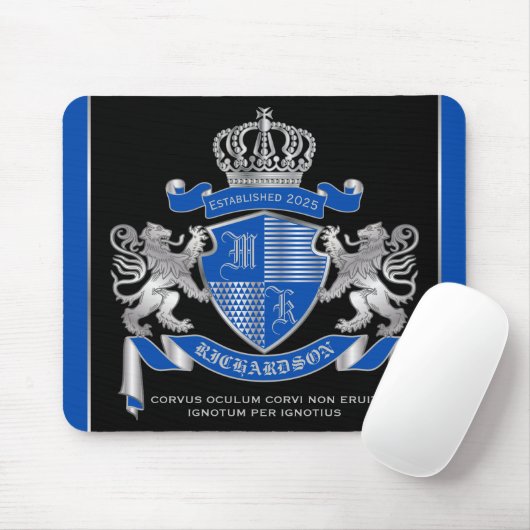 Machen Sie Ihren eigenen Wappen blaue Silberlöwe E Mousepad (Mit Mouse)