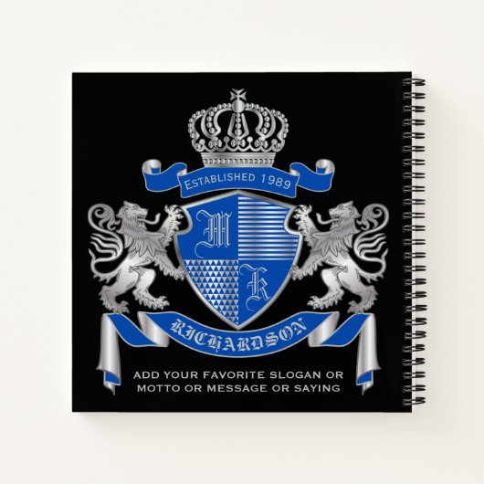 Machen Sie Ihren eigenen Wappen blaue Silberlöwe E Notizblock (Rückseite)