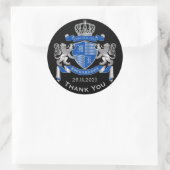 Machen Sie Ihren eigenen Wappen blaue Silberlöwe E Runder Aufkleber (Tasche)