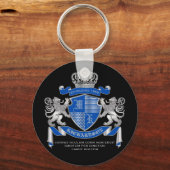 Machen Sie Ihren eigenen Wappen blaue Silberlöwe E Schlüsselanhänger (Vorderseite)
