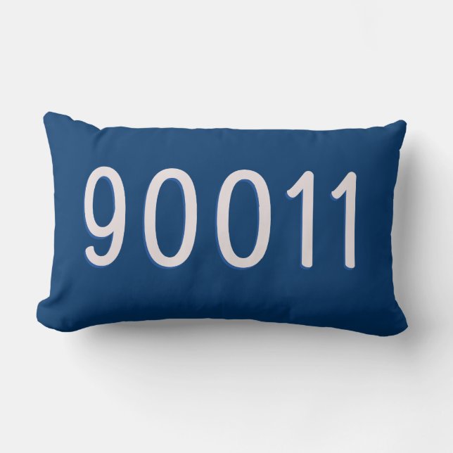 Machen Sie Ihren eigenen ZIP-Code Pillow Navy Blue Lendenkissen (Vorderseite)