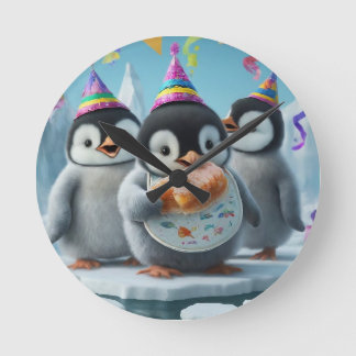 Machen Sie jeden Tag ein Abenteuer! Pinguin Runde Wanduhr