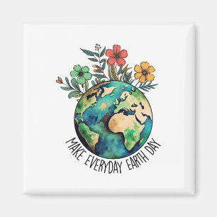 Machen Sie jeden Tag Wildblume Erde Rett Planet Magnet