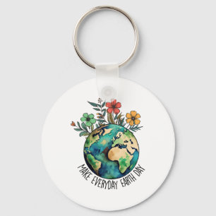 Machen Sie jeden Tag Wildblume Erde Rett Planet Schlüsselanhänger