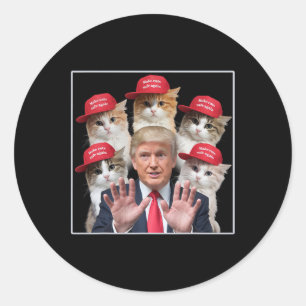 Machen Sie Katzen wieder sicher Trump 2024 Red Hat Runder Aufkleber