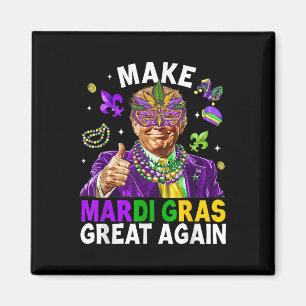 Machen Sie Mardi Gras wieder groß Trump Beads Mask Magnet