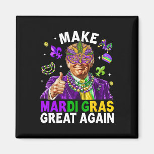 Machen Sie Mardi Gras wieder groß Trump Beads Mask Magnet