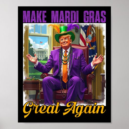Machen Sie Mardi Gras wieder groß Trump Beads Mask Poster (Vorne)