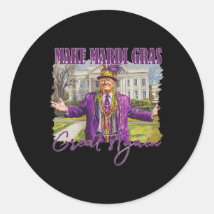 Machen Sie Mardi Gras wieder groß Trump Beads Mask Runder Aufkleber