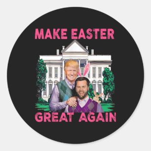 Machen Sie Ostern wieder groß Trump Vance Bunny Hu Runder Aufkleber