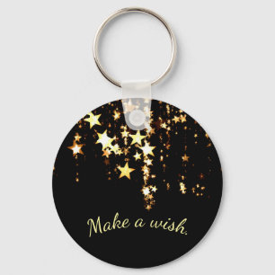 Machen Sie sich einen Wunsch auf fallende Goldstar Schlüsselanhänger