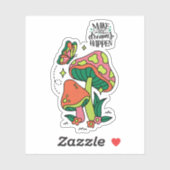 Machen Sie Träume wahr | Farbenfrohe Pilze Schmett Aufkleber (Blatt)