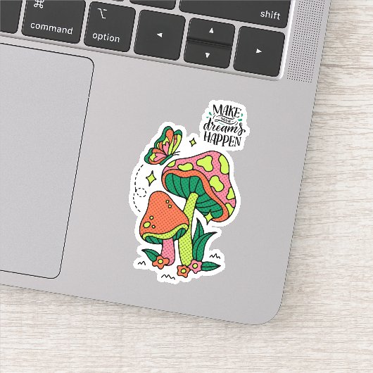 Machen Sie Träume wahr | Farbenfrohe Pilze Schmett Aufkleber (Detail)