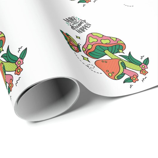 Machen Sie Träume wahr | Farbenfrohe Pilze Schmett Geschenkpapier (Rolleneckpunkt)