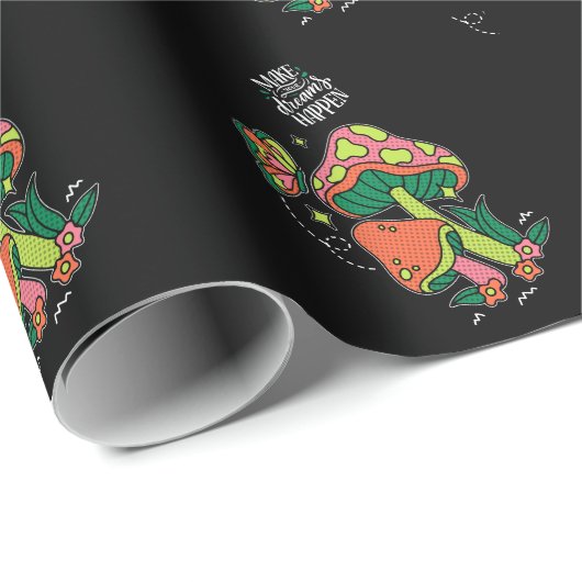 Machen Sie Träume wahr | Farbenfrohe Pilze Schmett Geschenkpapier (Rolleneckpunkt)