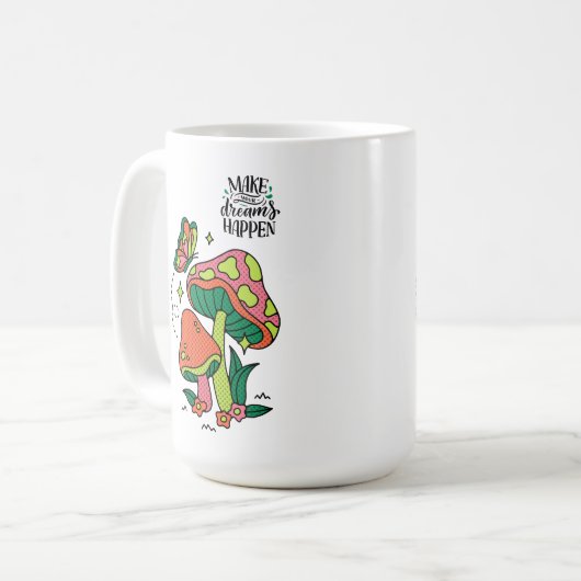 Machen Sie Träume wahr | Farbenfrohe Pilze Schmett Kaffeetasse (Vorderseite Links)