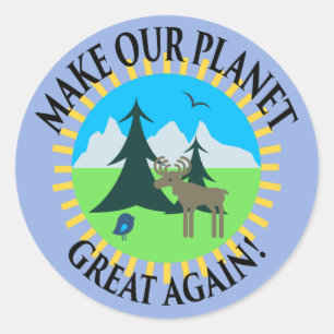 MACHEN SIE UNSEREN PLANETEN GROSS WIEDER! RUNDER AUFKLEBER