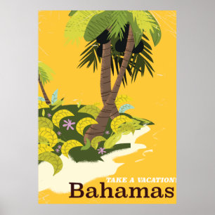 Machen Sie Urlaub Bahamas vintage Reiseplakat Poster
