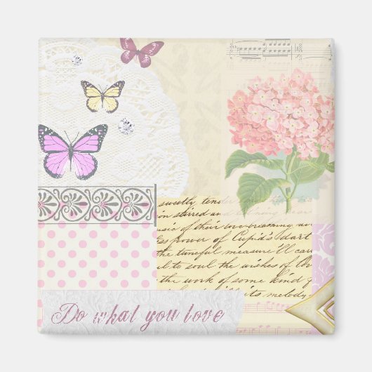 Machen Sie, was Sie Liebe - Girly Pink & Cream Col Magnet (Vorne)